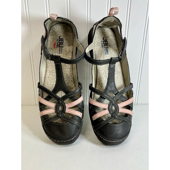 JBU by Jambu Womens Grey/Pink Leather Mary Jane Strap Shoe Memory Foam Sz11 READ - Picture 1 of 9